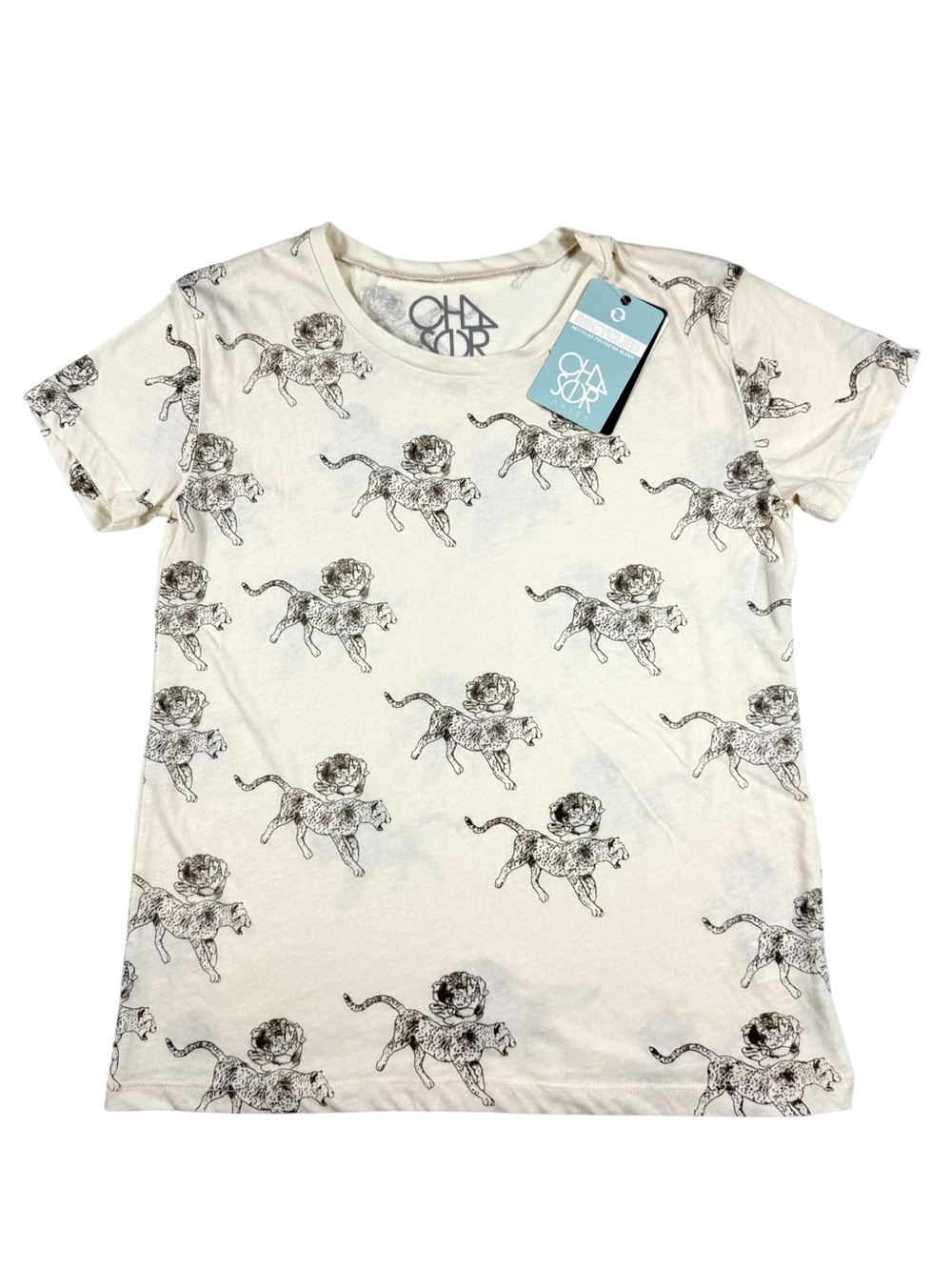 Chaser Leopard and Rose Graphic tee, NWT, XS